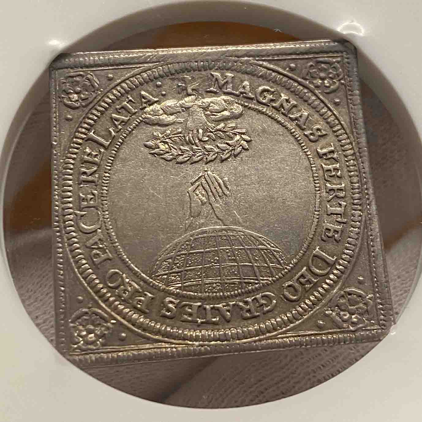 Holy Roman Empire 1650 Nurnberg Klippe 3 Ducat (Pattern) AU-55