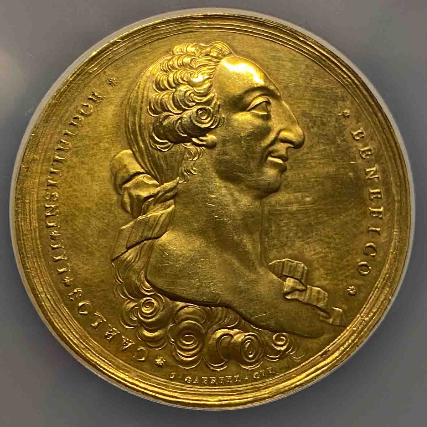 Philippine III Bronze Gilt Manila Industry Medal 1782 (Pattern) UNC Details