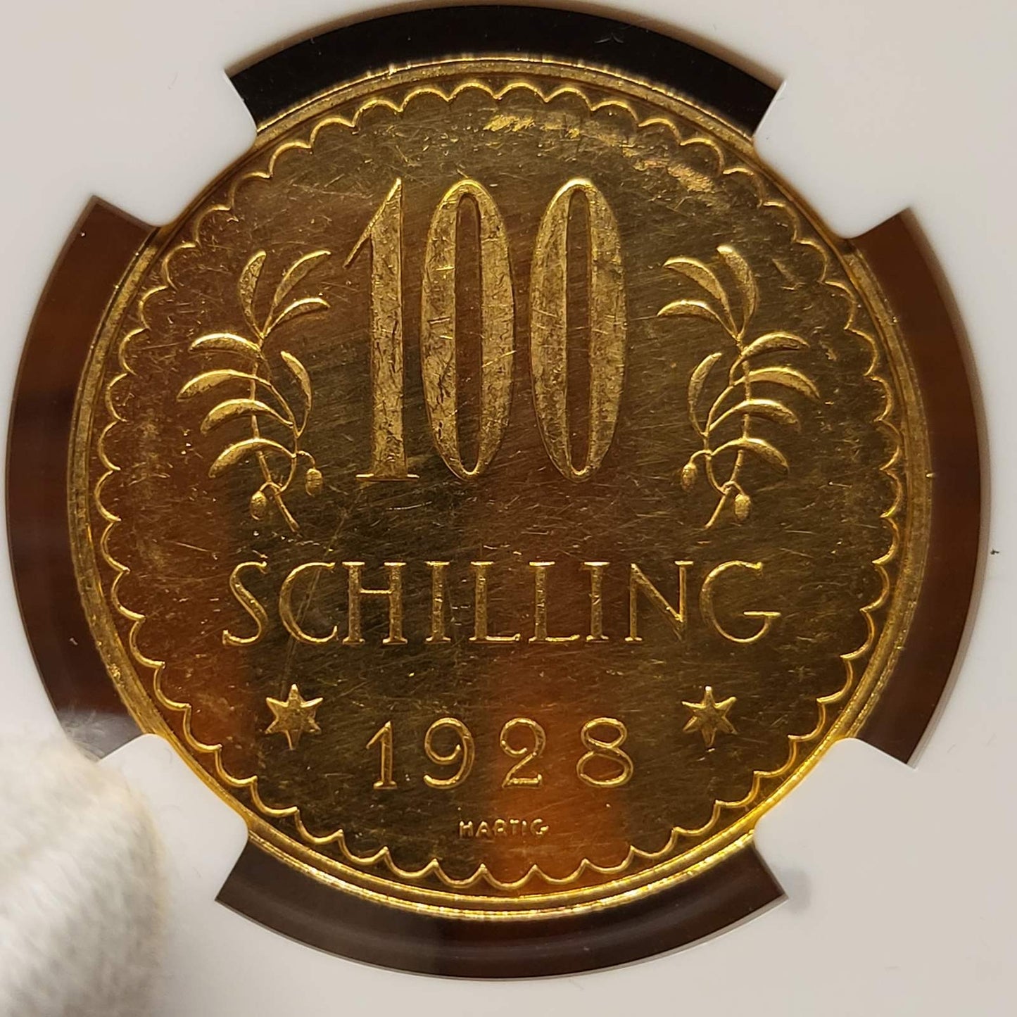 Austria Republic gold Prooflike 100 Schilling 1928 PL63