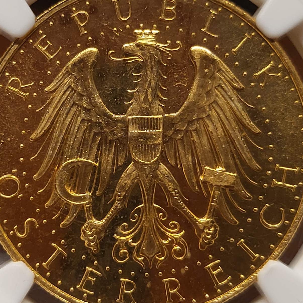 Austria Republic gold Prooflike 100 Schilling 1931 PL63