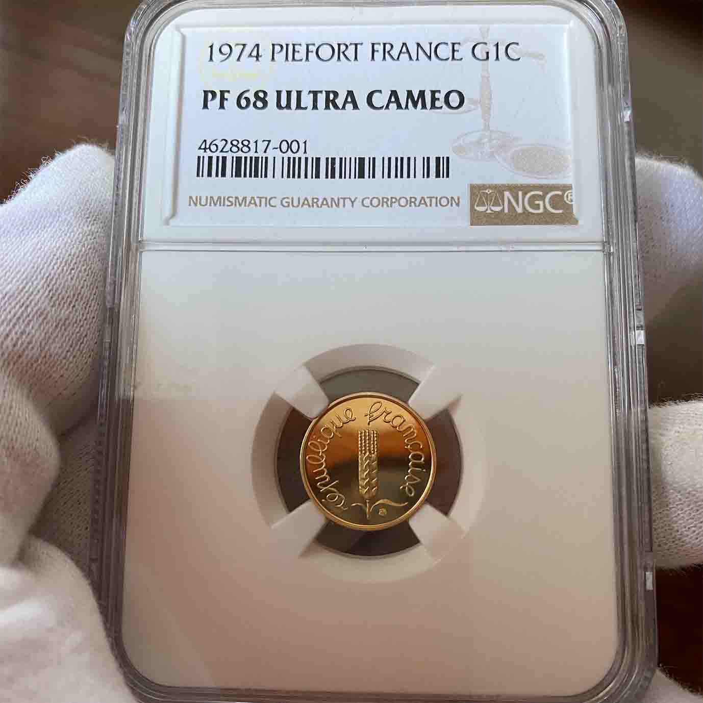 FRANCE PIEFORT 1C 1974 PF68 ULTRA CAMEO