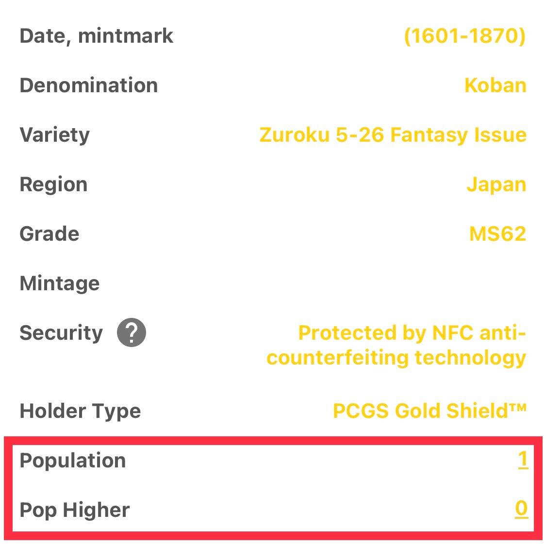 【Top Pop!】 Ko-shi Koban Gold (Fantasy Issue) MS-62