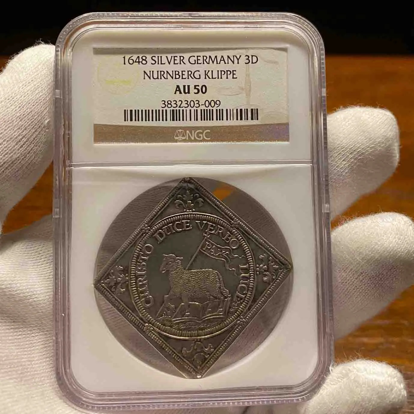 Holy Roman Empire 1648 Nurnberg Klippe 3 Ducat (Pattern) AU-50