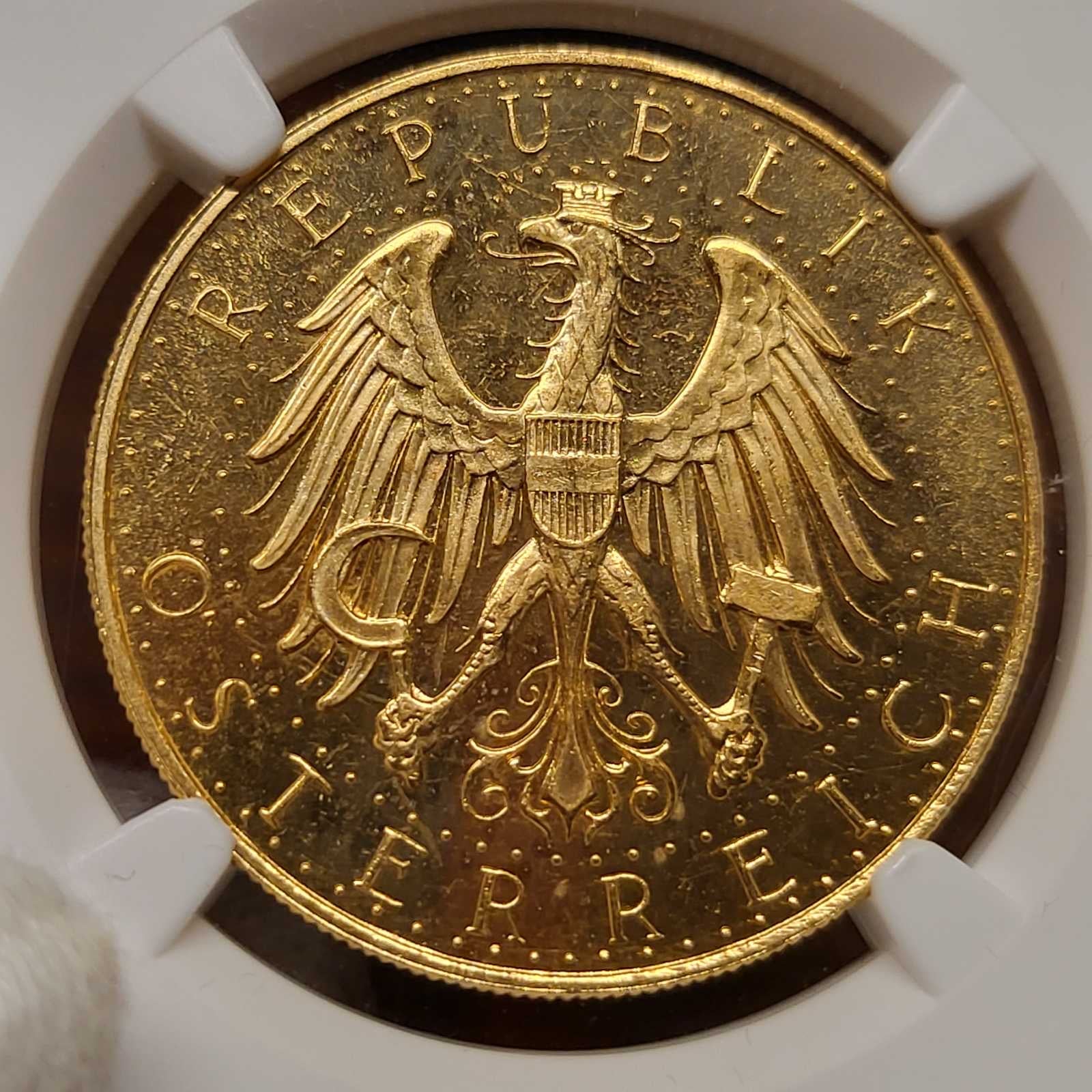 Austria Republic gold Prooflike 100 Schilling 1931 PL63