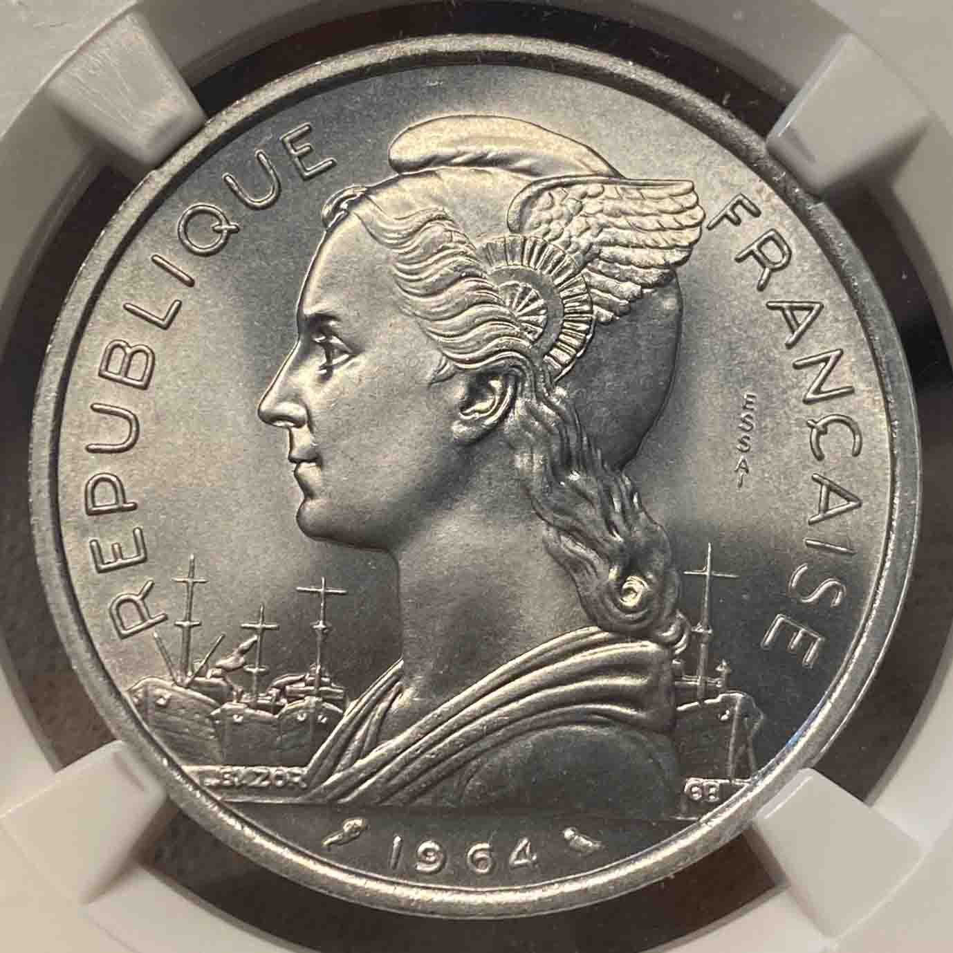 [Unique Piece] France Comoros 5 Francs 1964 ESSAI (Pattern) MS-67 