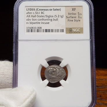 LYDIA (Croesus or later) AR Half-Stater (5.21g) after c.561 BC XF 5/3 Fine Style 